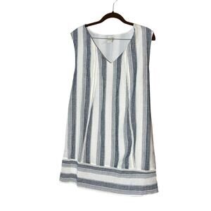 Paper Crane Striped Linen Blend Tunic Dress Women's size Large Sleeveless Shift